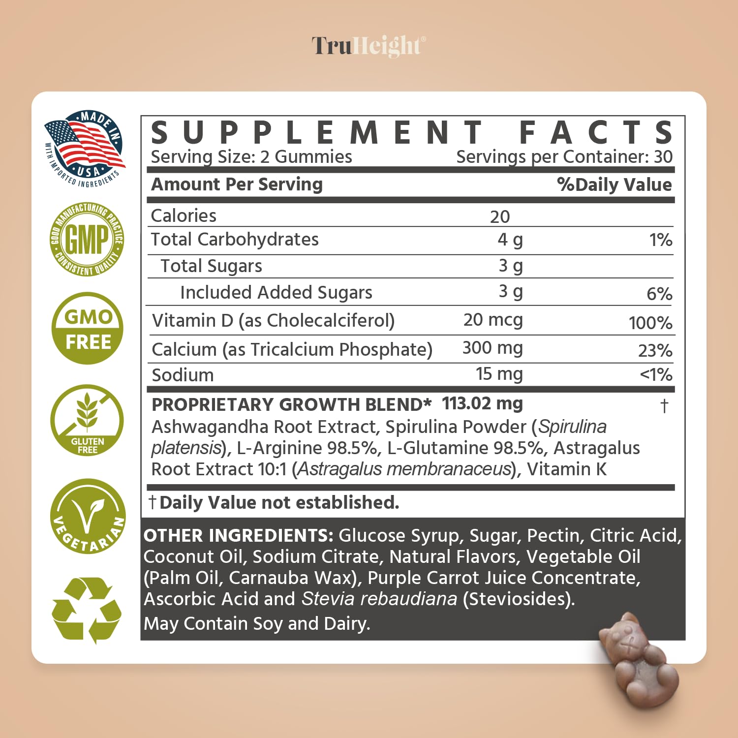 ProHeight TruHeight gummies manufactured in USA GMP-certified facility.
