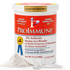 ProImmune Glutathione powder packaging shows premium immune support branding