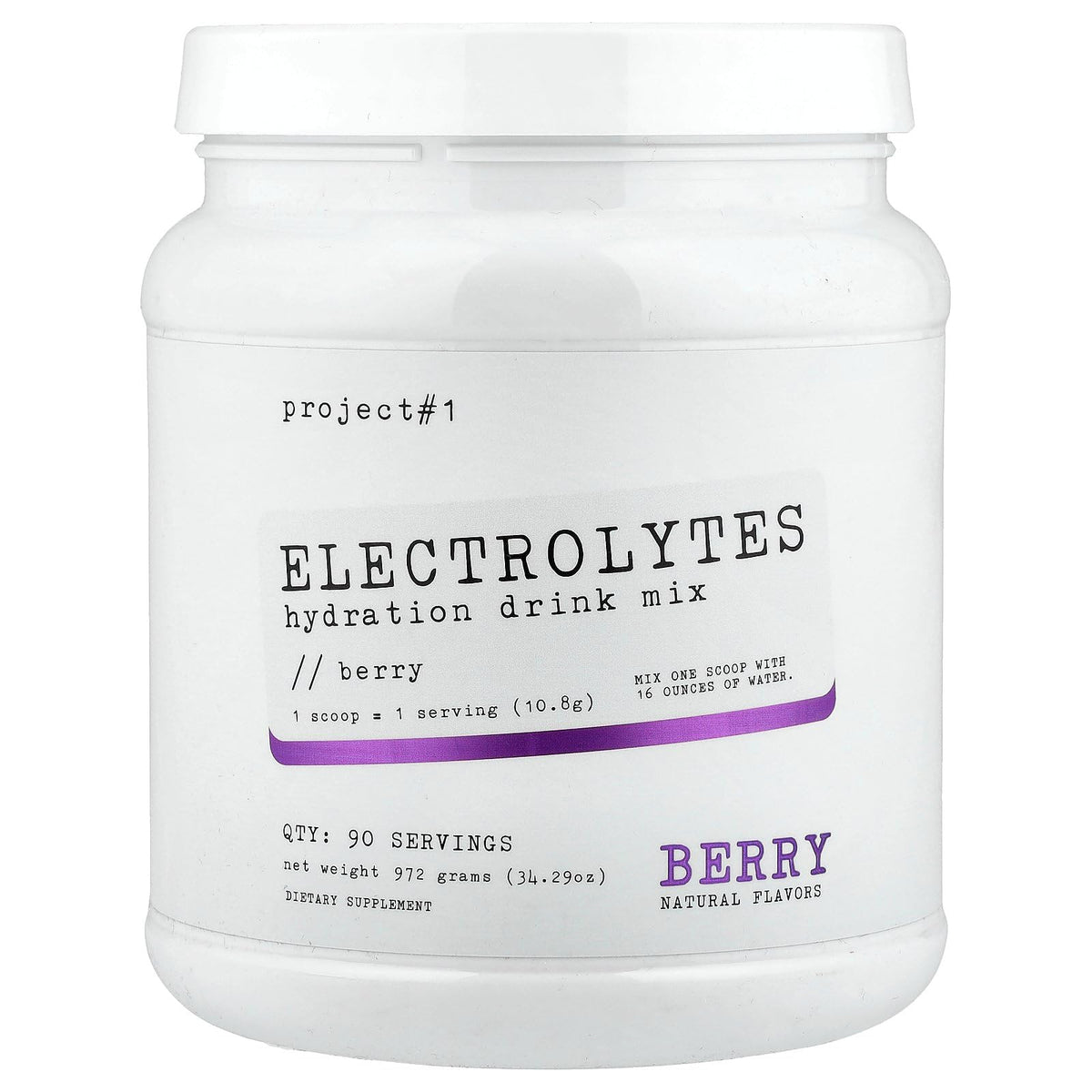 Project #1 Electrolyte Drink Mix Berry bottle pour supports hydration during workouts.