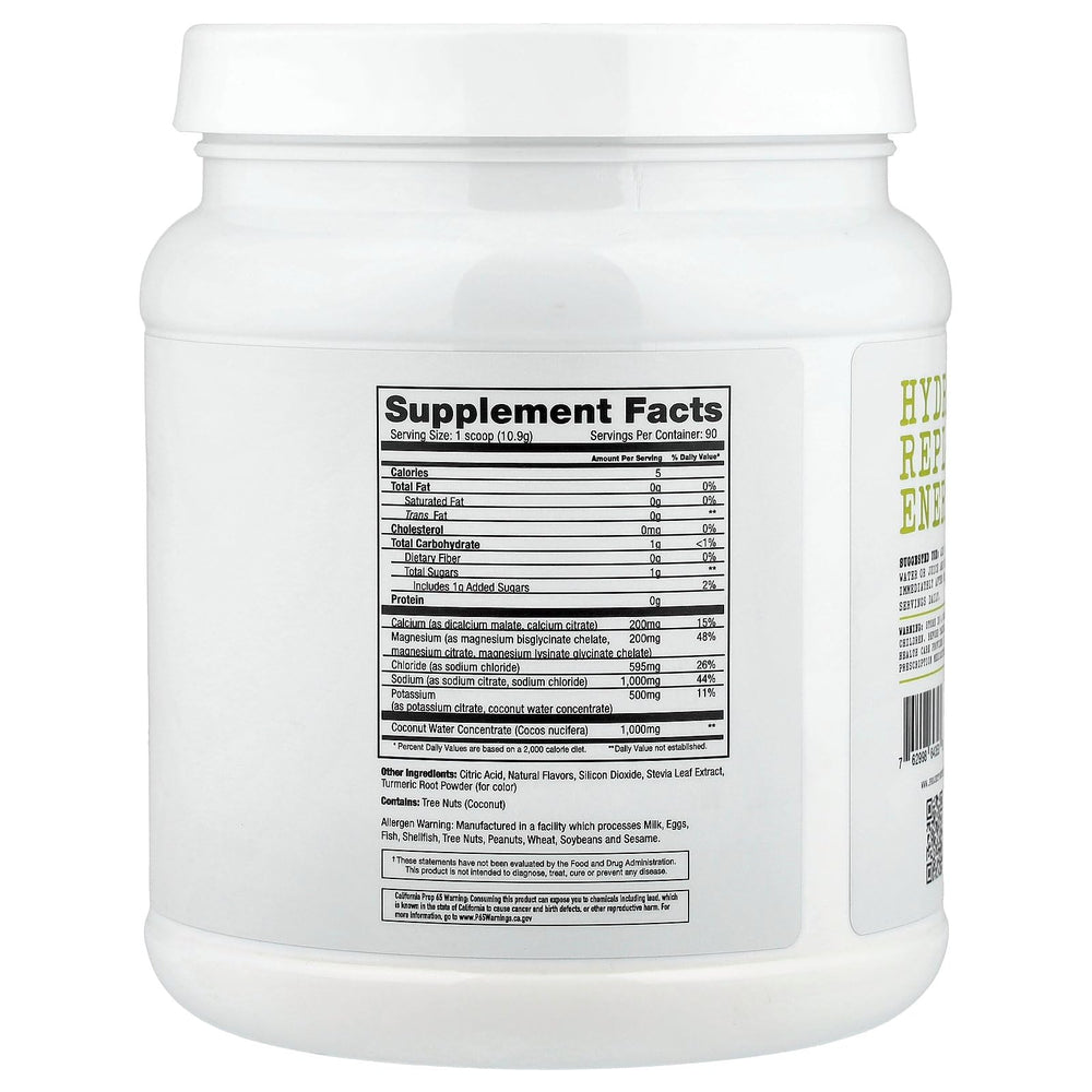 Project #1 electrolyte drink mix lemon lime powder scoop in glass ready for endurance training.