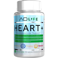 Project AD Heart+ bottle front displays the product label for heart health support.