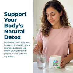 Proyecto AD Life Buen Día Detox, etiqueta clara con beneficio natural.