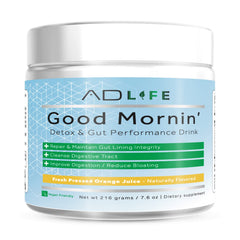 Project AD Life Good Mornin bottle pour shows a refreshing detox drink for daily gut health