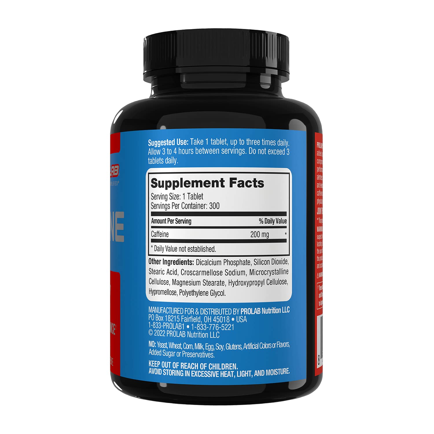 ProLab caffeine tablets 200mg hands holding bottle for on-the-go energy.