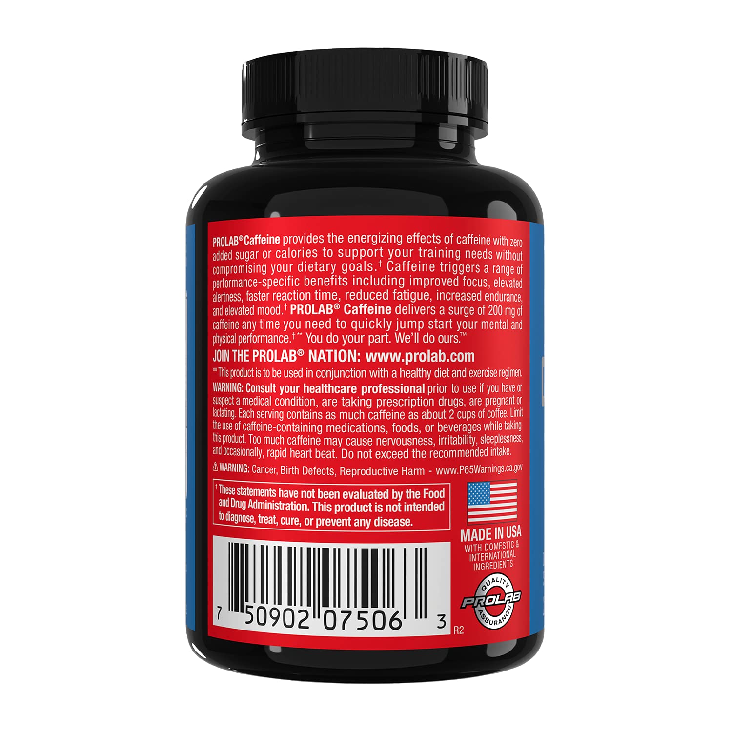 ProLab caffeine tablets bottle ready for pre-workout energy