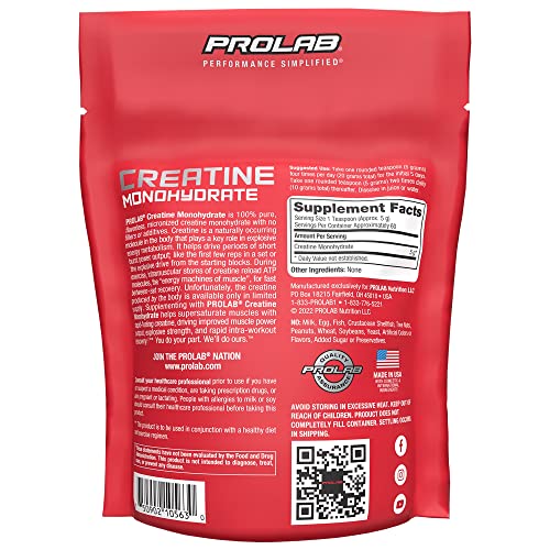 ProLab Creatine 5g scoop closeup highlighting the standard serving size.