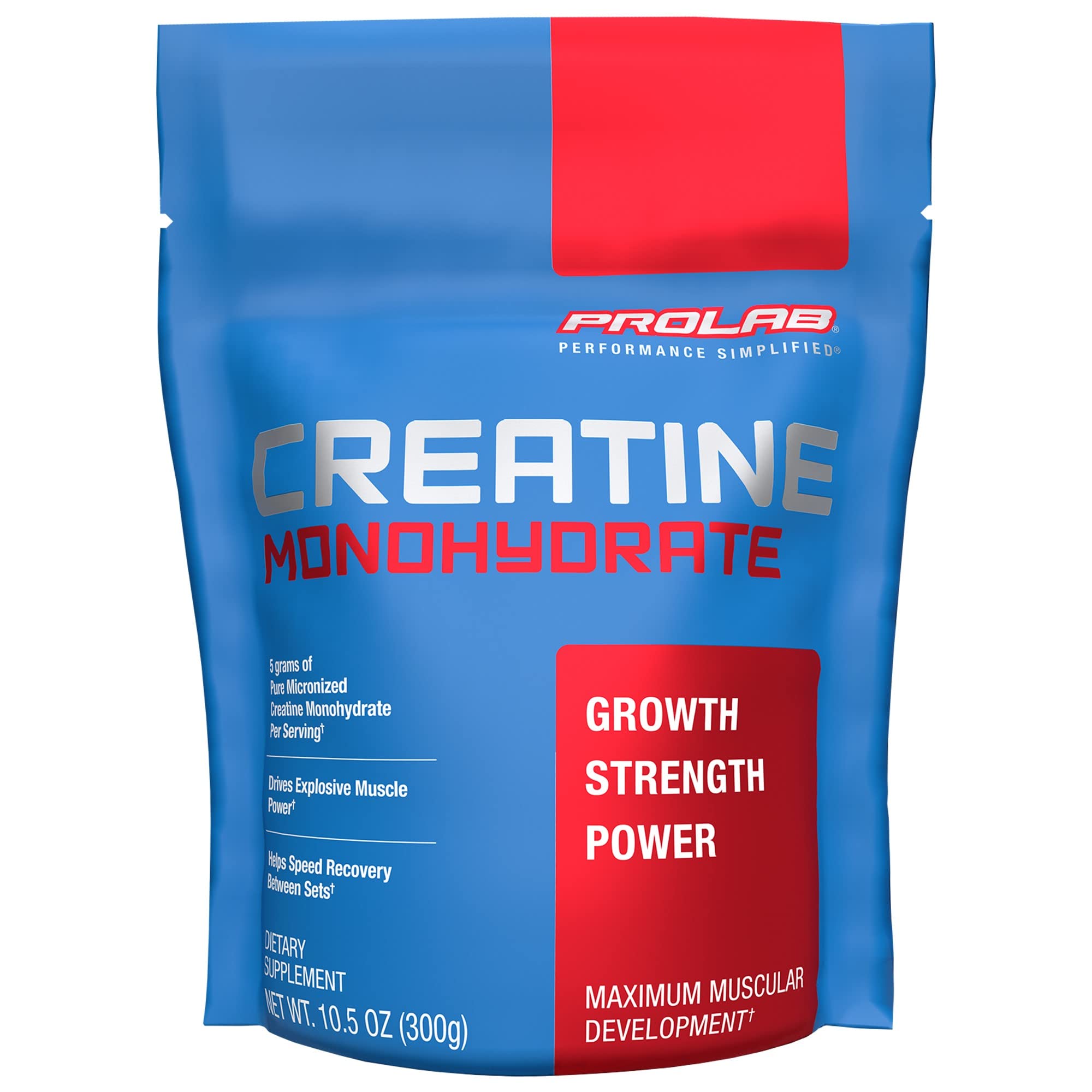 ProLab Creatine Micronized Powder in a jar shows smooth mixability and purity.
