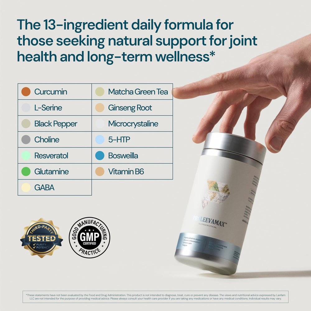 ProleevaMax ginseng-root-powder promotes sustained energy and nerve comfort.