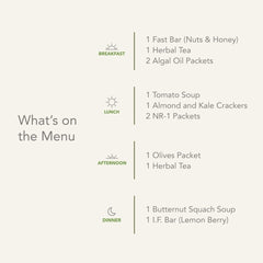 Prolon olives and crackers provide satisfying bites during the day