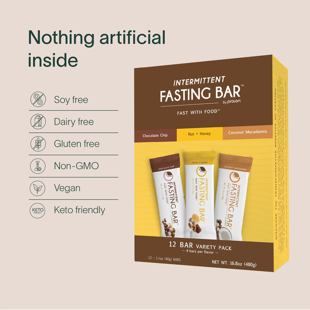 Prolon bar ingredient shot emphasizes plant-based protein and fiber.