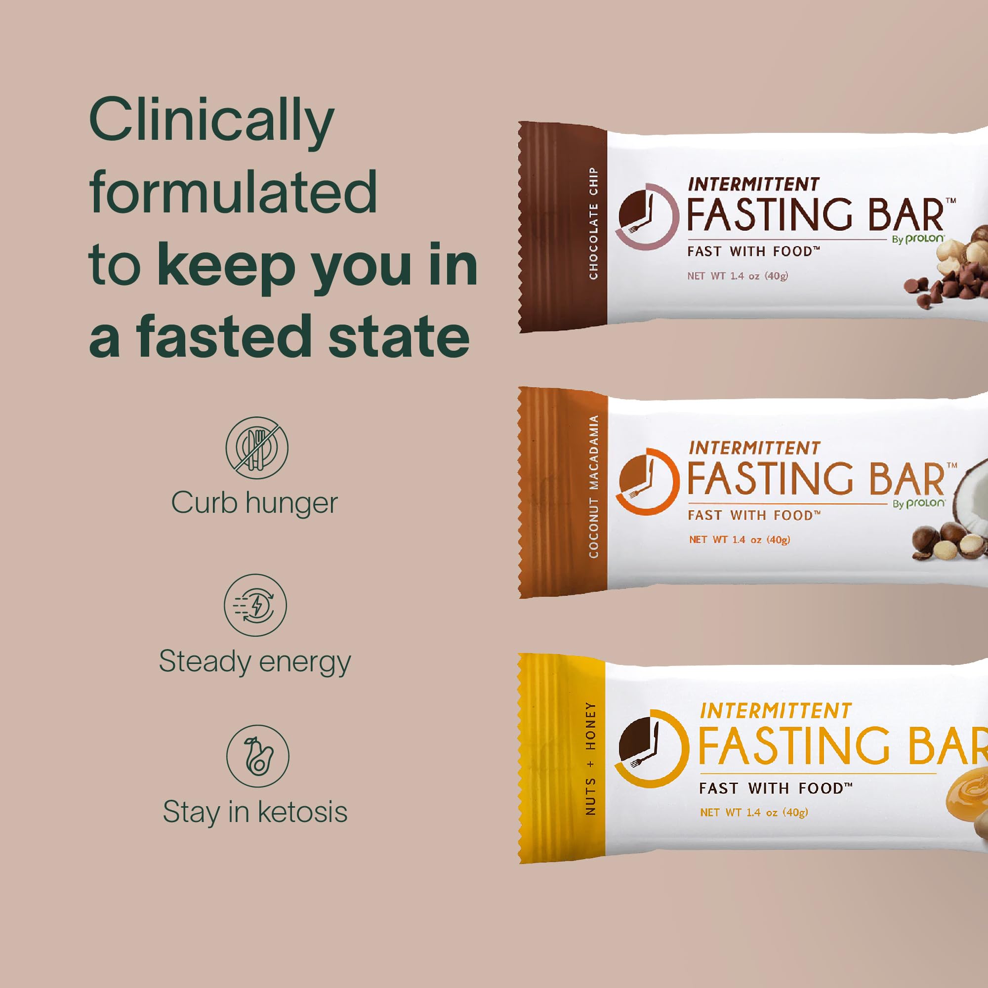Prolon bars travel pack demonstrates convenient fasting-friendly snack on the go.
