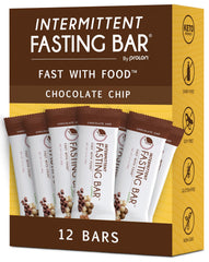 Prolon Chocolate Chip Bar packaging highlights keto-friendly ingredients for fasting.