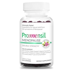 Promensil red clover gummies for hot flashes, hibiscus flavor.