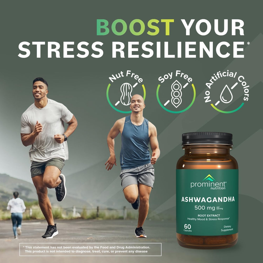 Prominent Nutrition Ashwagandha final bottle on shelf.