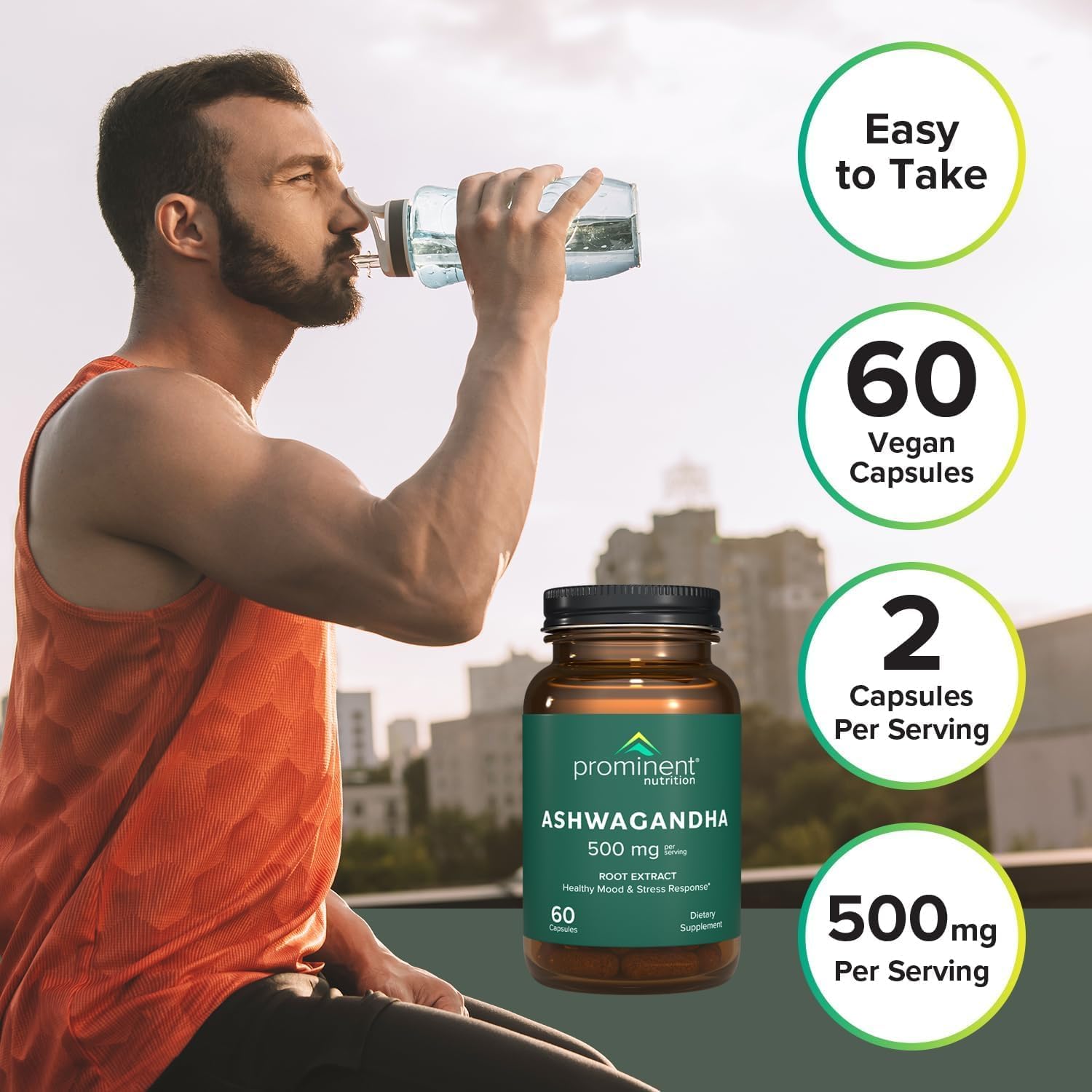 Prominent Nutrition Ashwagandha root extract label detail.