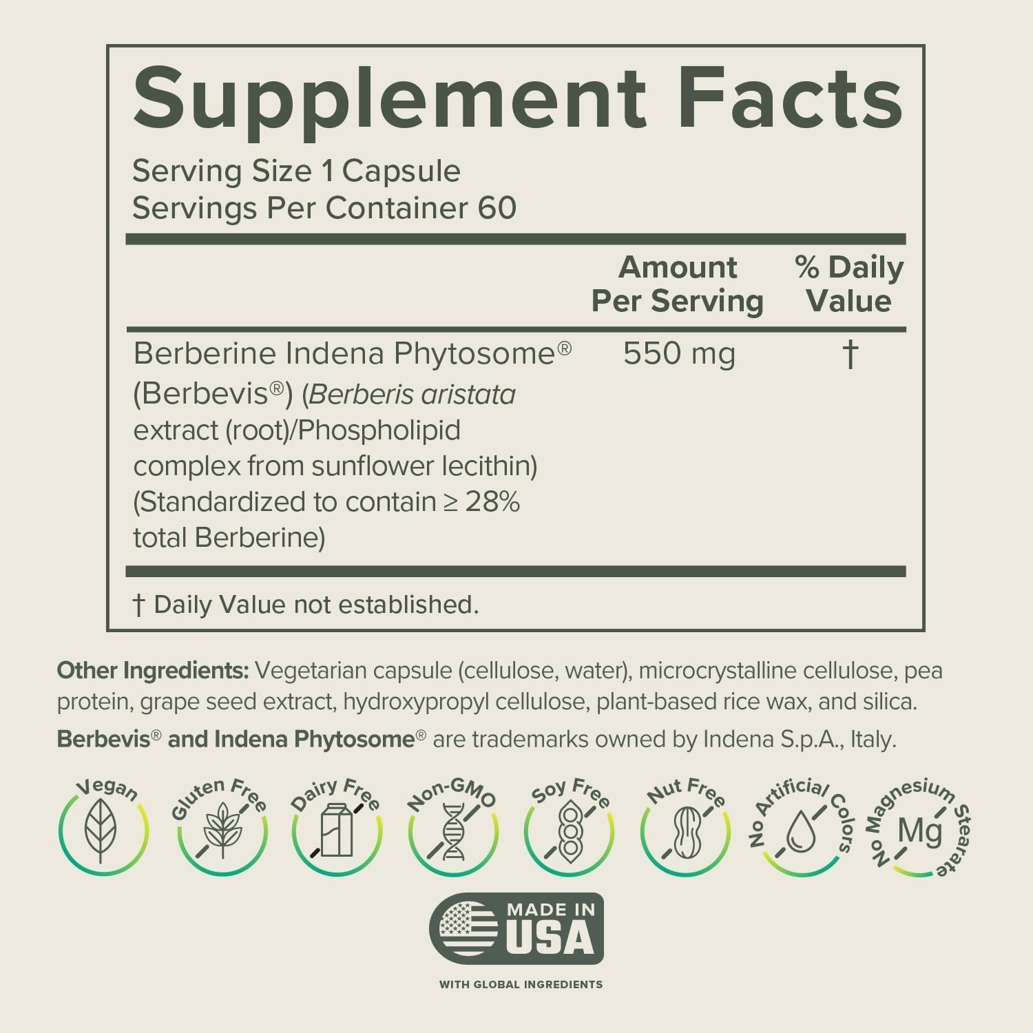 Prominent Nutrition Berberine Phytosome capsule close-up shows easy swallowing