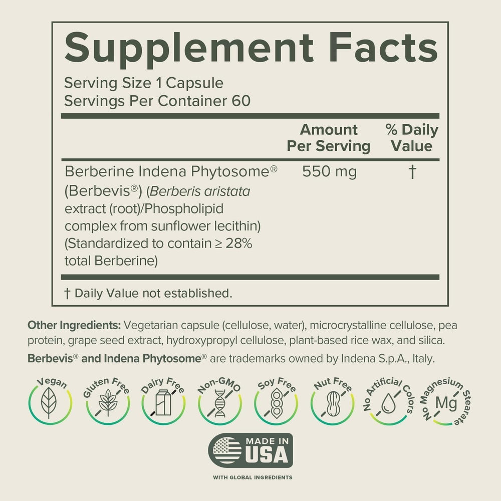 Prominent Nutrition Berberine Phytosome capsules close-up for convenient daily digestive support