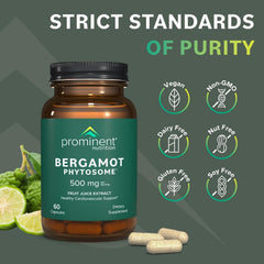 Prominent Nutrition Bergamot Phytosome packaging on shelf emphasizing purity and quality