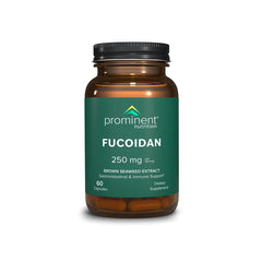 Prominent Nutrition Fucoidan bottle front shows premium seaweed extract for digestive support.