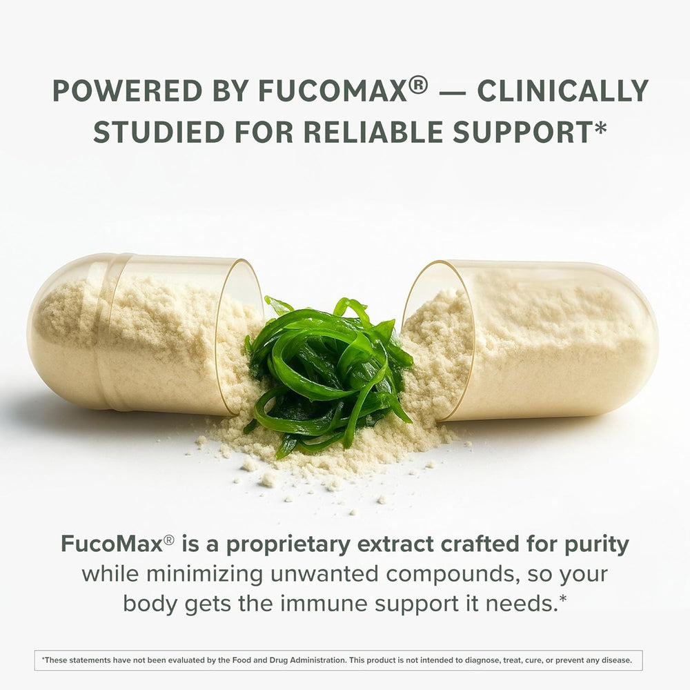 Prominent Nutrition Fucoidan packaging and label reinforces purity with third-party testing marks.
