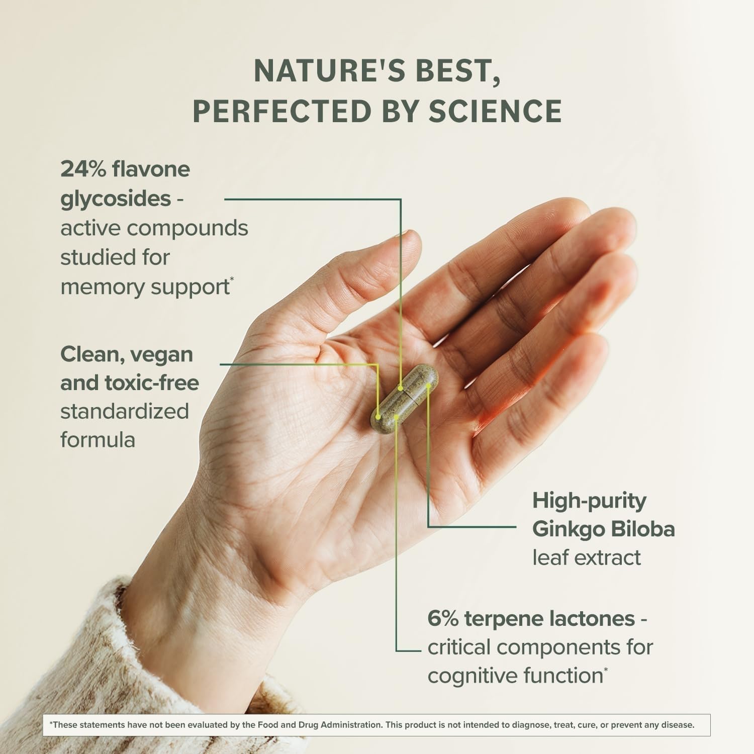 Prominent Nutrition Ginkgo Biloba ingredients-panel notes vegan and non-GMO credentials