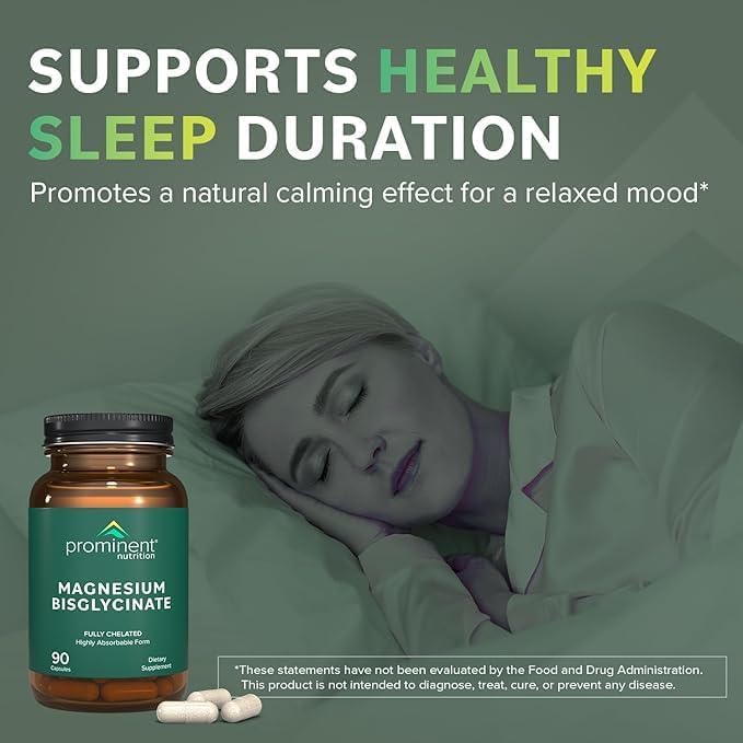 Prominent Nutrition magnesium bisglycinate capsules spilled beside bottle for daily dosing