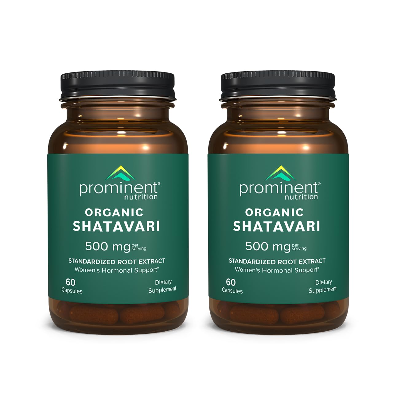 Prominent Nutrition Organic Shatavari capsules bottle supports daily hormone balance naturally.