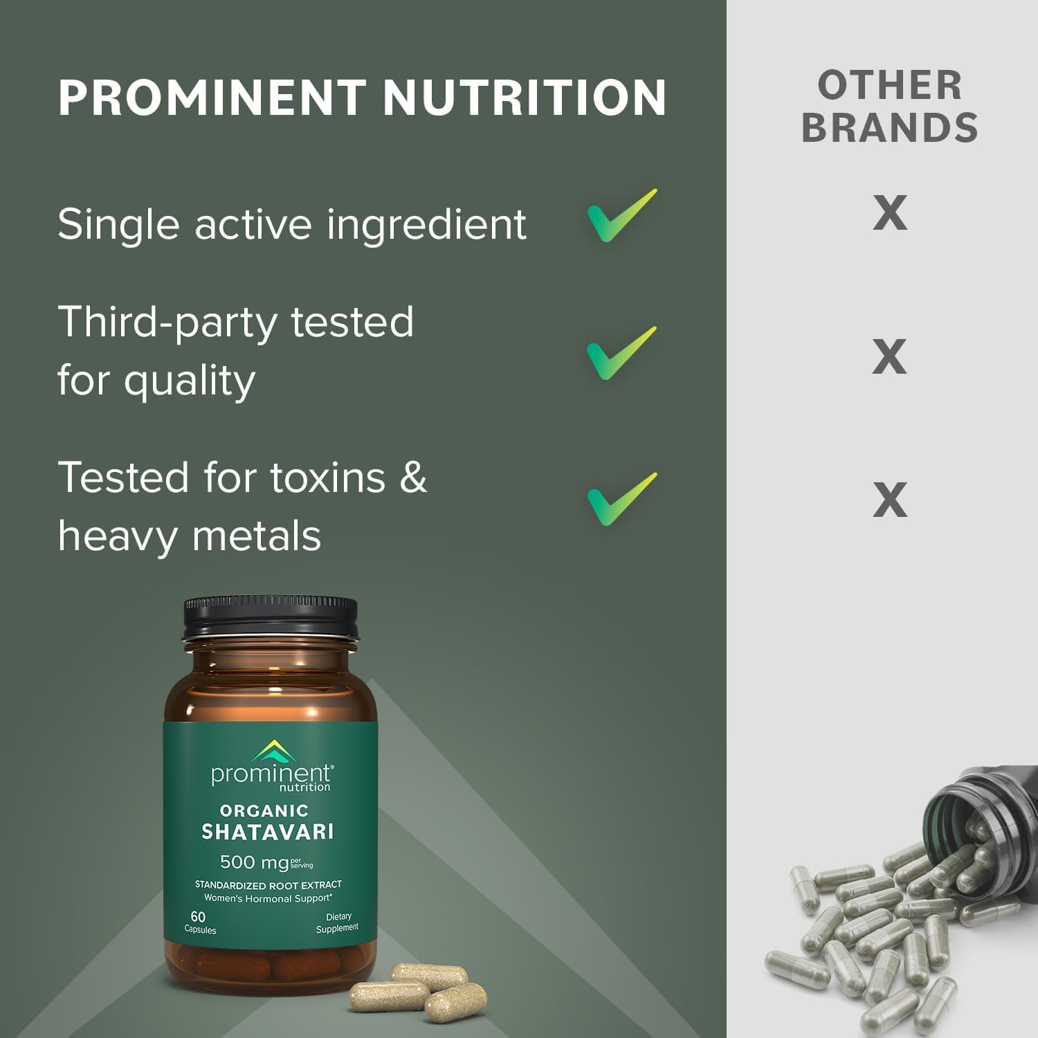 Prominent Nutrition Shatavari capsules vegan non-GMO formulation for clean daily use.