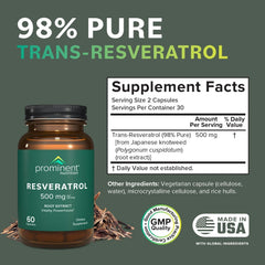 Prominent Nutrition Resveratrol capsules inside for a simple daily serving