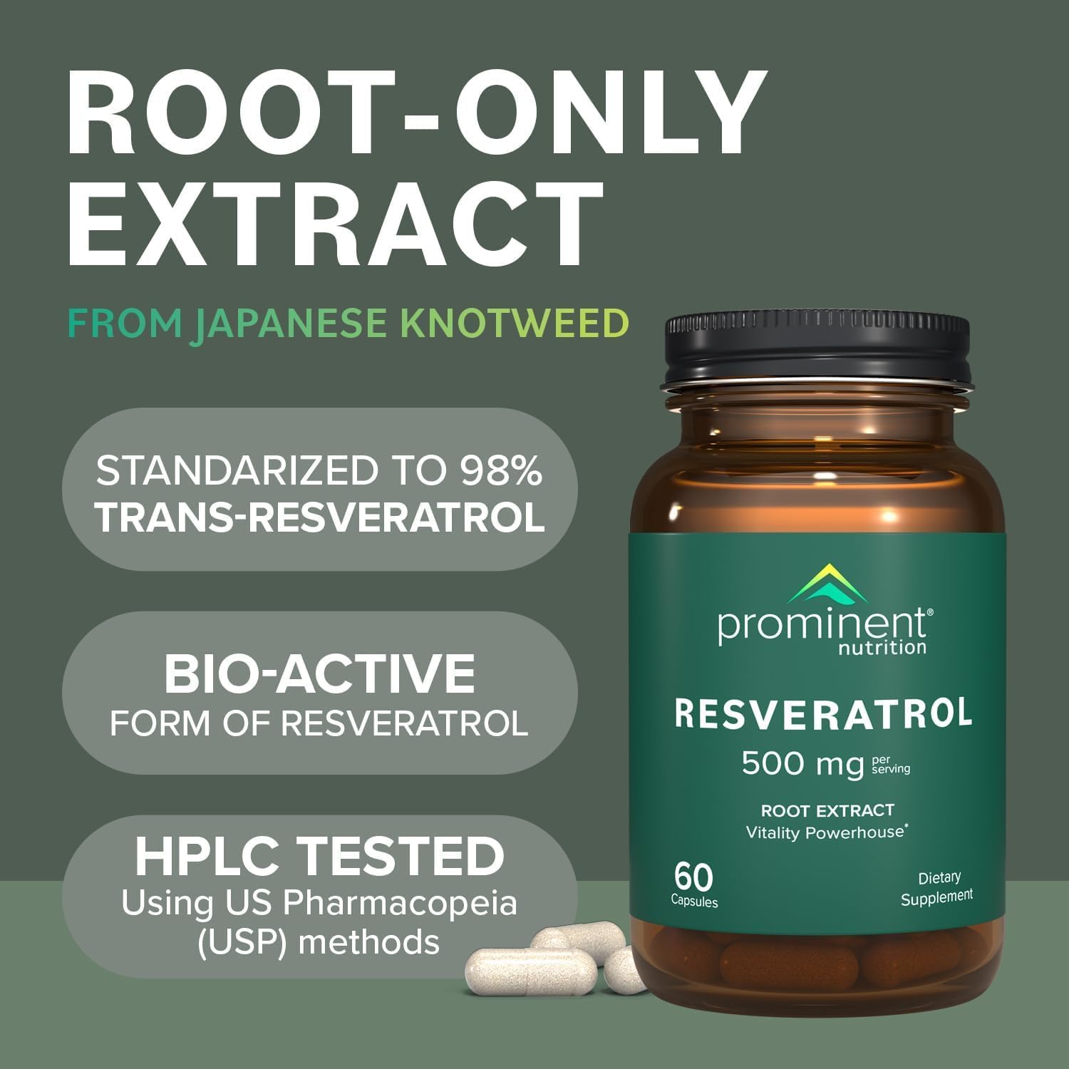 Prominent Nutrition Resveratrol USA manufacturing badge signals quality and safety