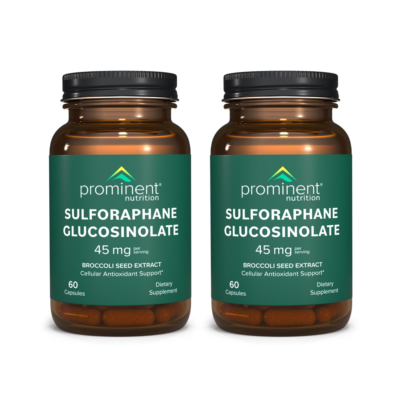 Prominent Nutrition Sulforaphane bottle front for easy daily supplementation.