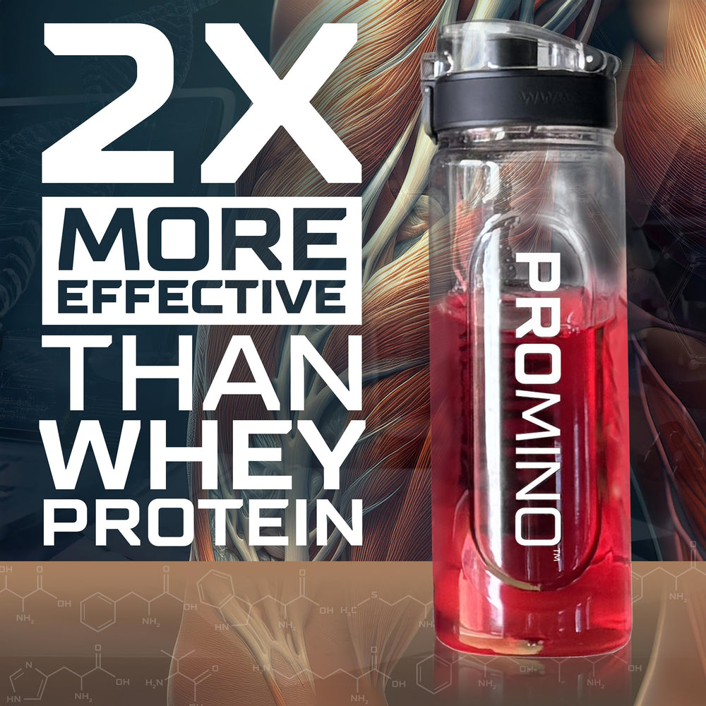 Promino Raspberry amino drink ready to mix in a glass after training