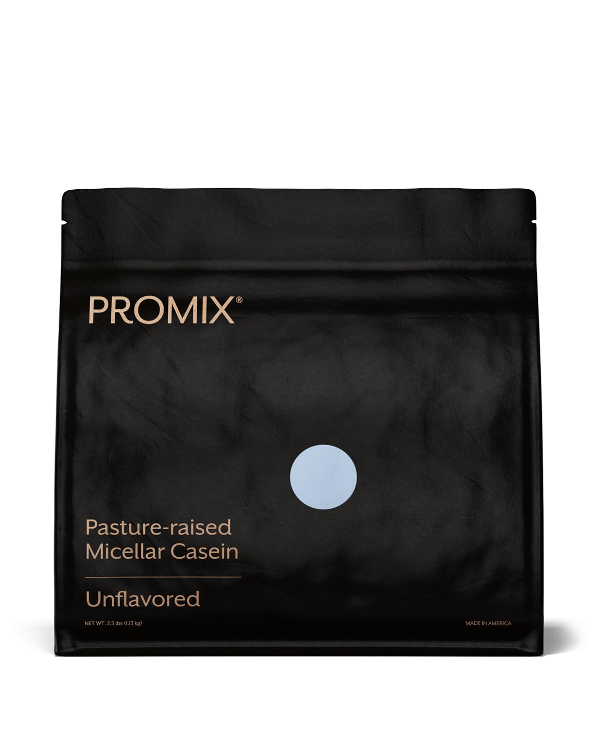 Promix Nutrition casein protein powder bottle shows grass-fed source for slow-release support