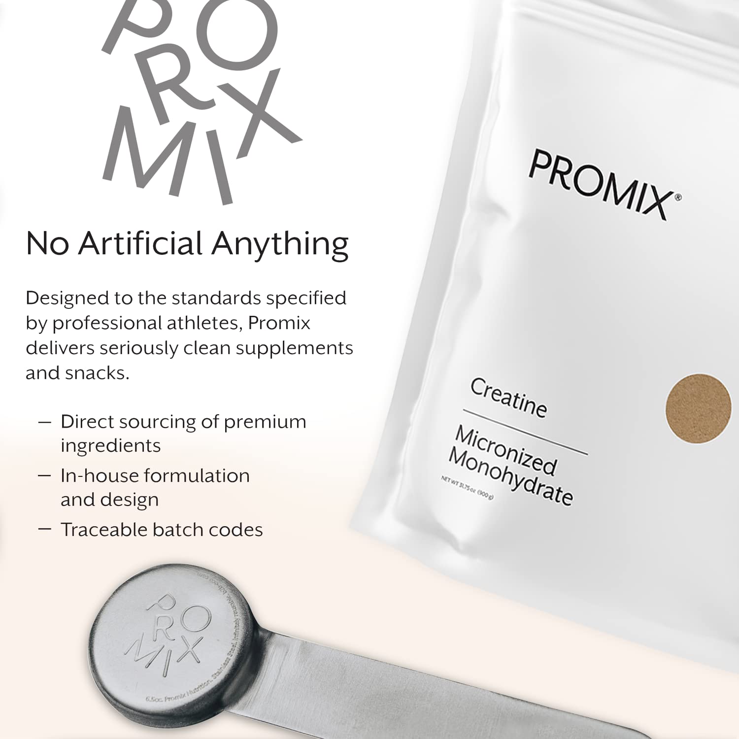 Promix Nutrition Creatine Monohydrate travel pack label shows 5 g serving and vegan ingredients