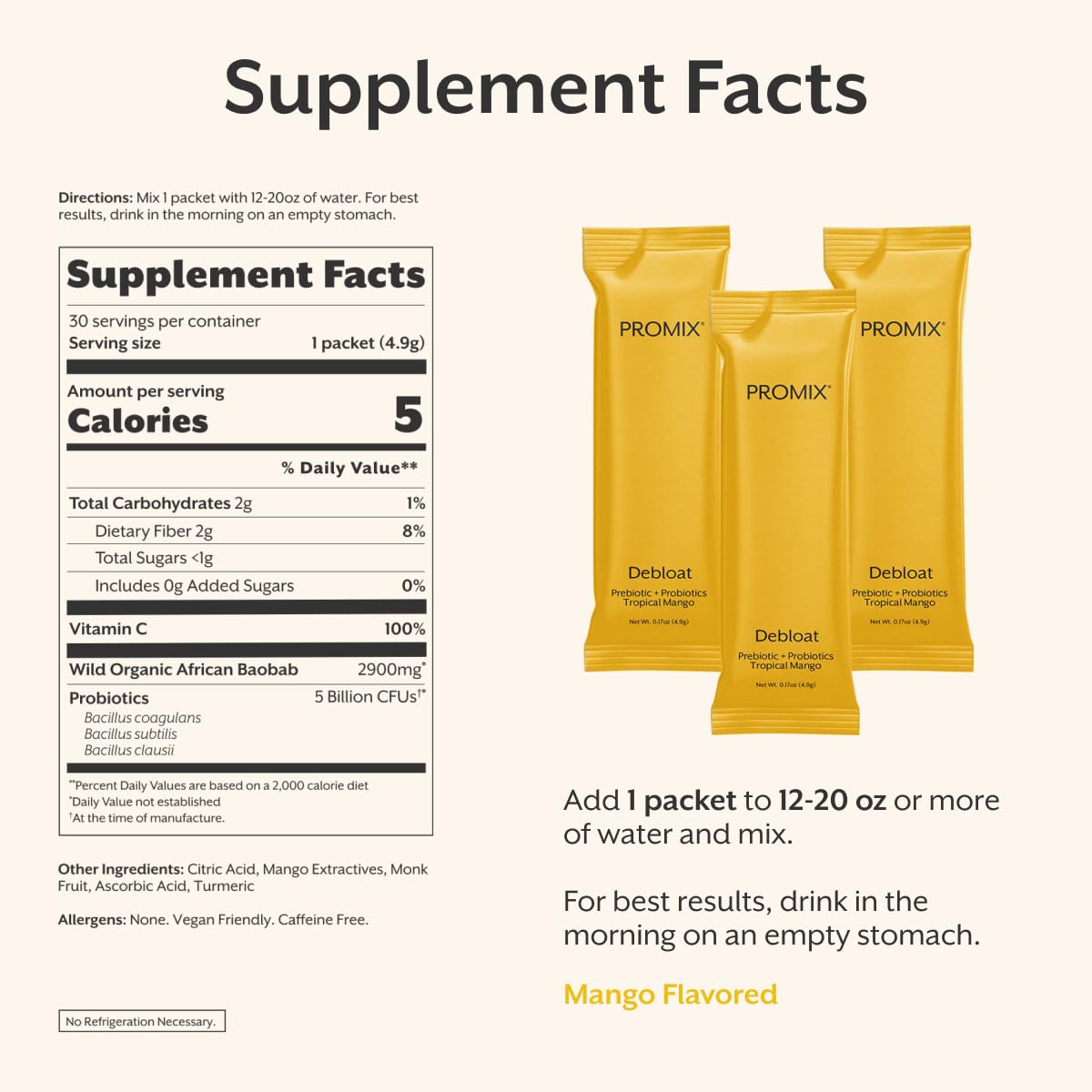 ProMix Nutrition Debloat baobab fiber image emphasizing natural prebiotic support for digestion