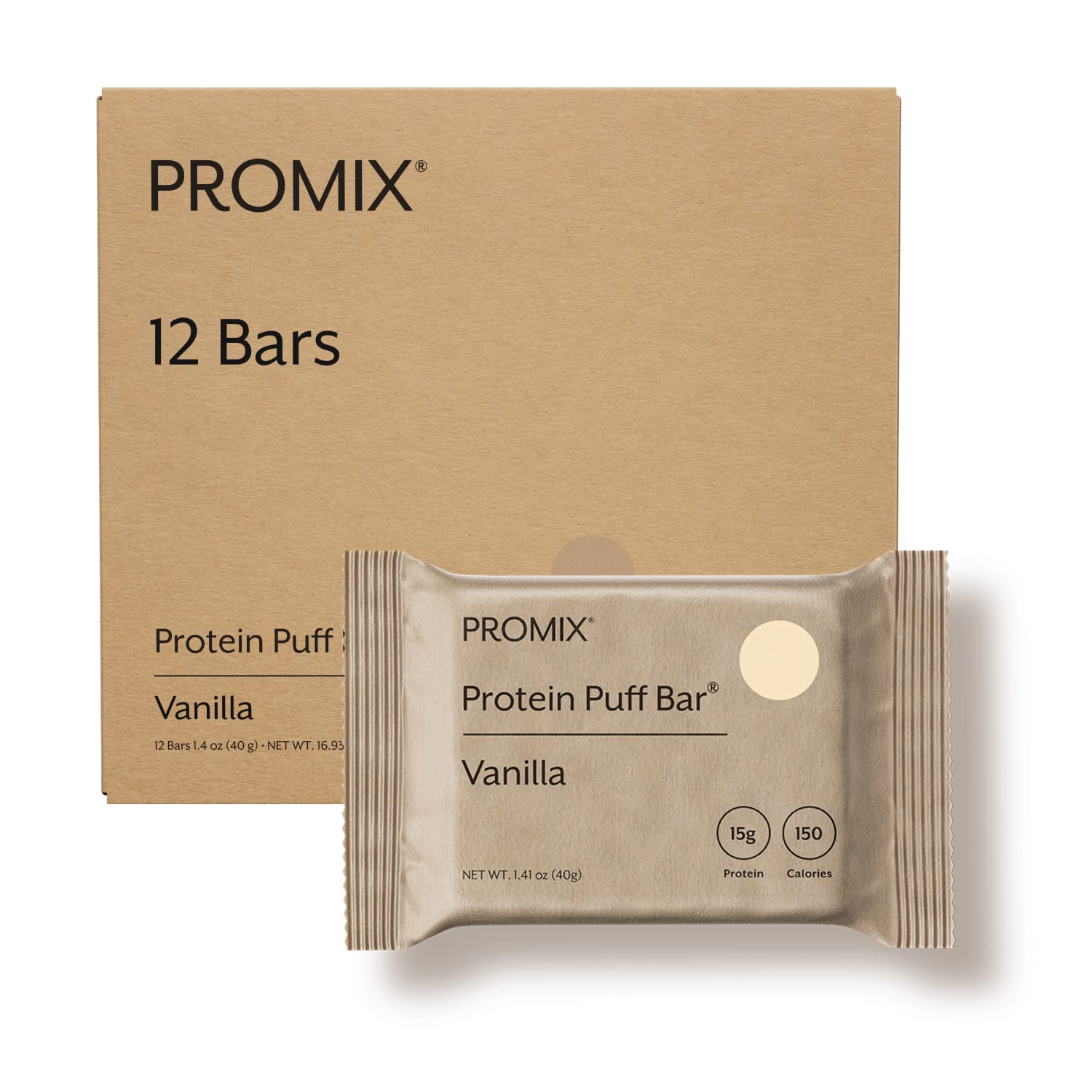 Promix Nutrition Protein Puff Bars packaging highlights on-the-go convenience