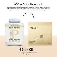 Promix Nutrition vanilla whey powder scoop showing easy portioning for quick blends