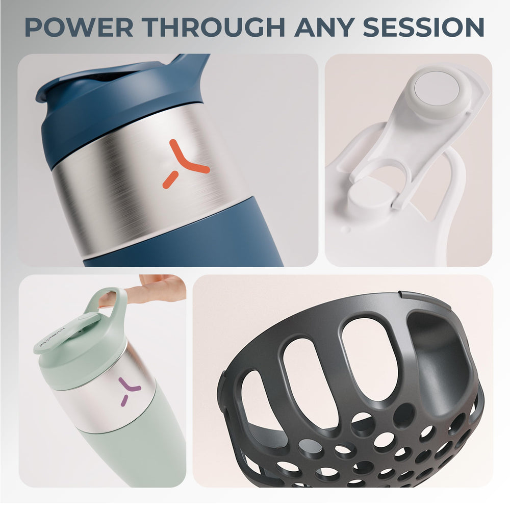 Promixx shaker fits in bags for on-the-go hydration