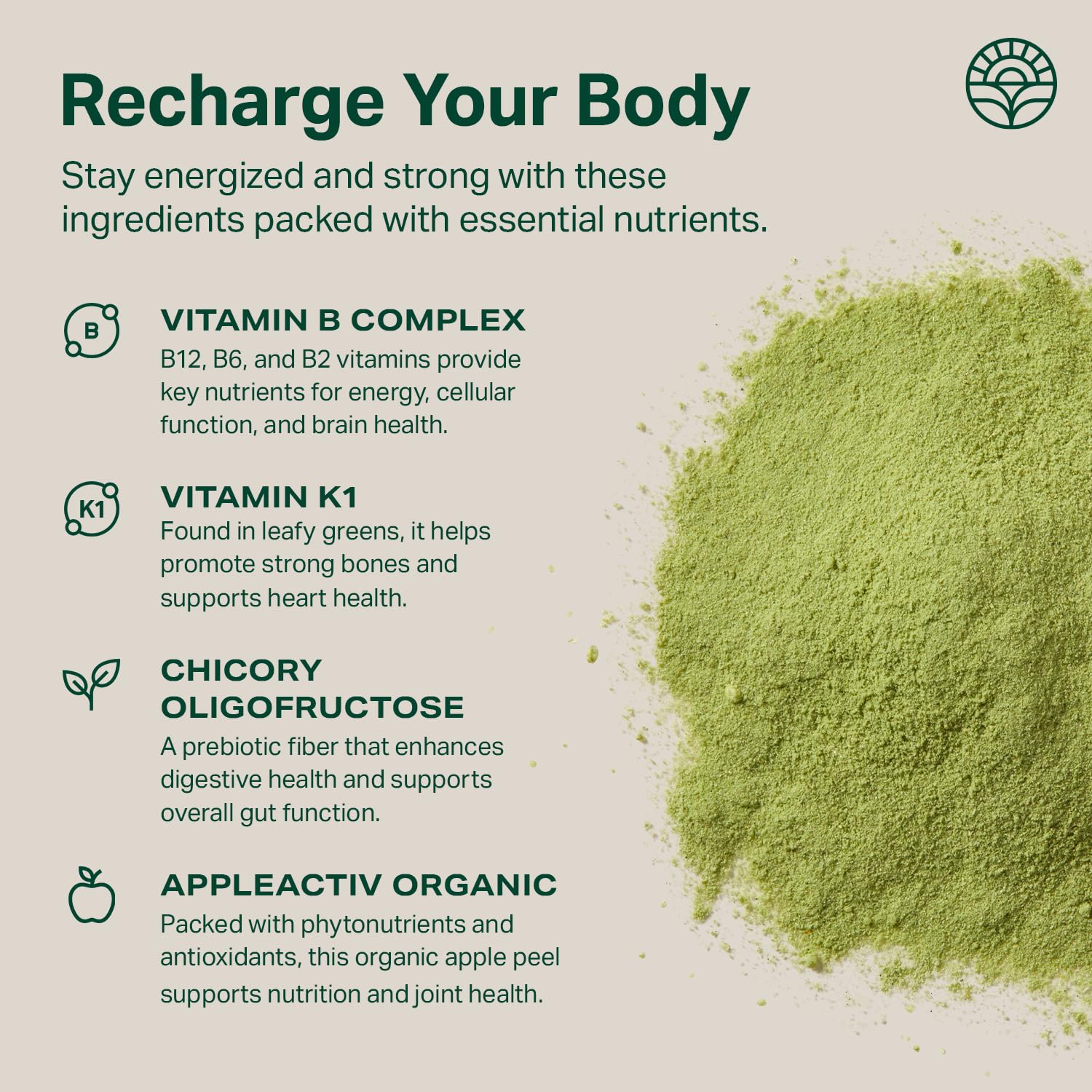 Glass of water with Proper Greens powder dissolving into a smooth shake.