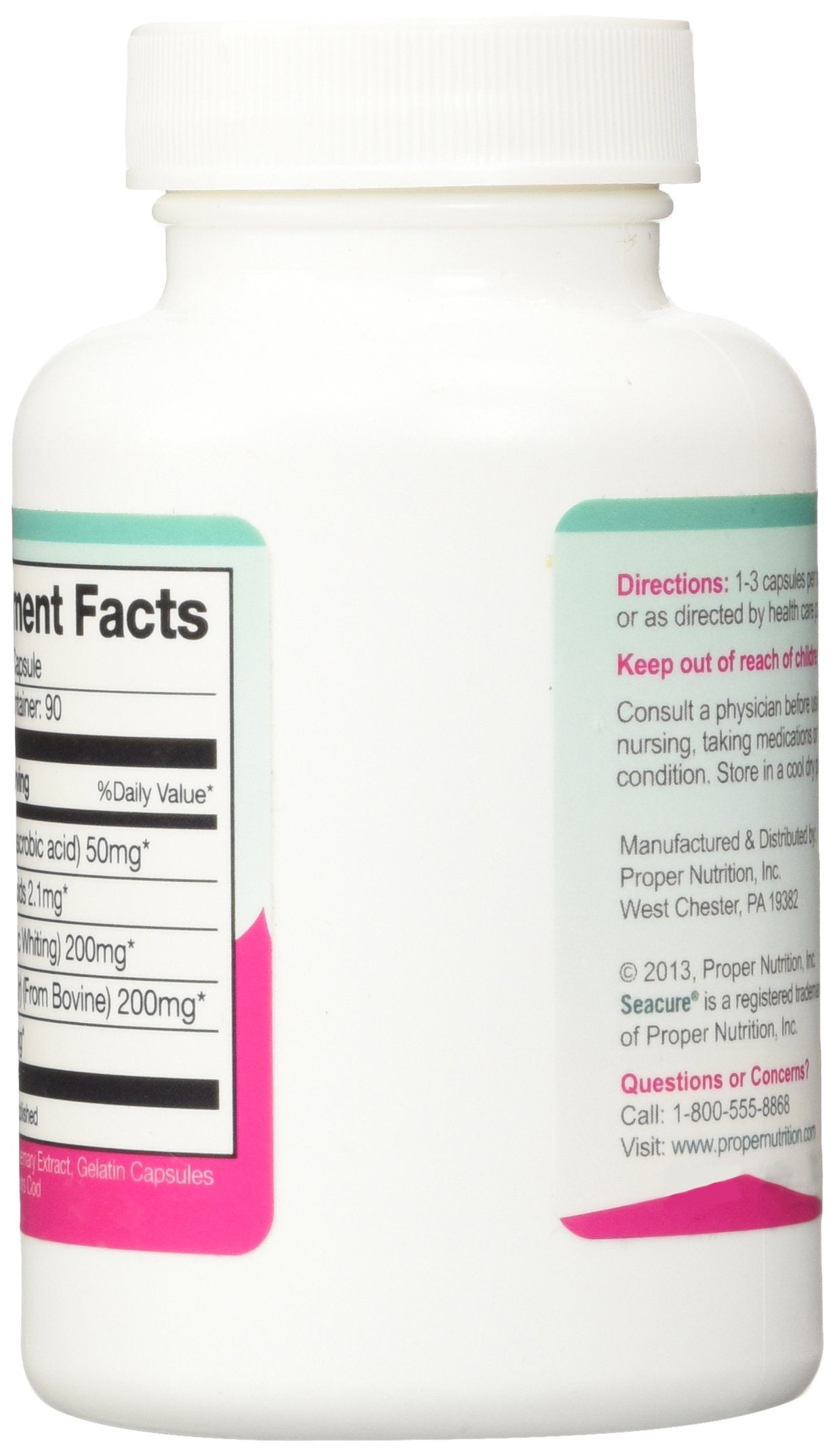 Proper Nutrition SeaVive label detail highlighting dosage and purpose