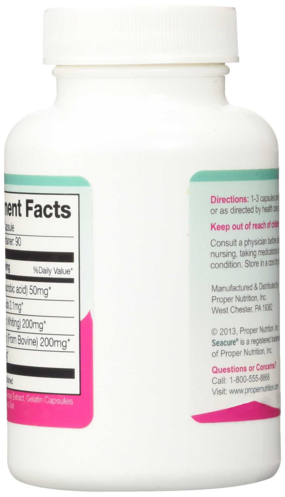 Proper Nutrition SeaVive label detail highlighting dosage and purpose