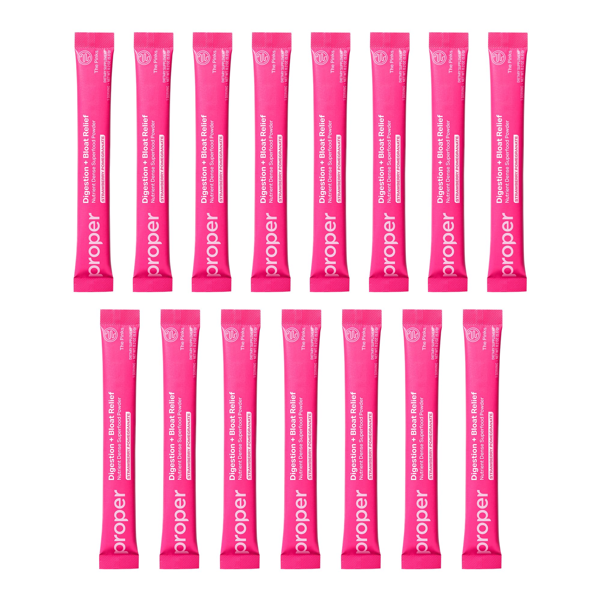 Proper Pinks powder scoop next to a glass, highlighting easy daily intake.