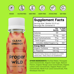 Proper Wild Peach Mango energy shot pour shows smooth, steady energy on the go.