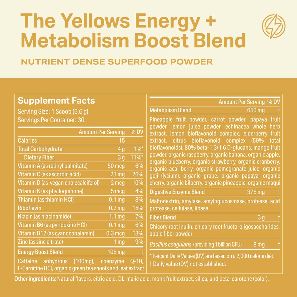 Proper Yellows energy gluten-free and dairy-free label highlights inclusivity.