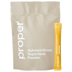 Proper Yellows energy powder tub in pineapple mango flavor for a natural energy lift.