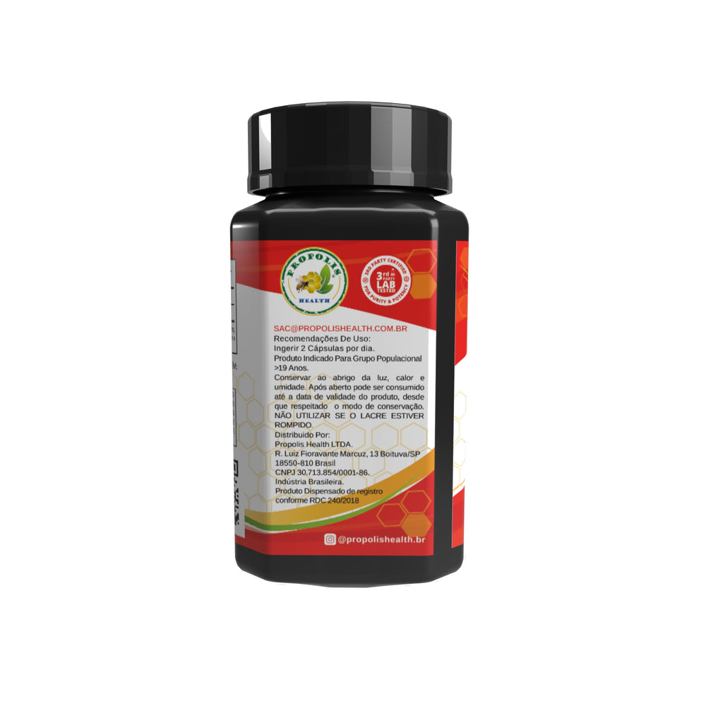 Propolis Health Red Propolis ingredients in a glass jar emphasizing bioactives