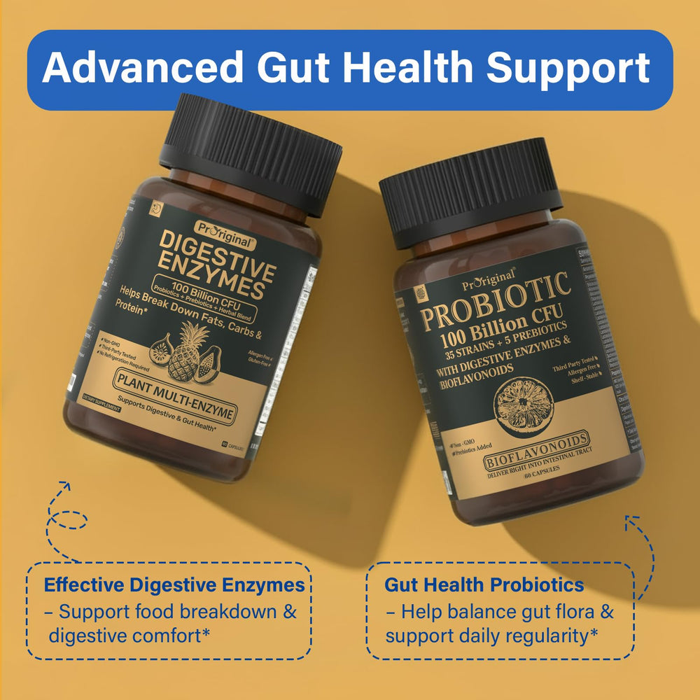 Proriginal key ingredients label highlights fiber, probiotics, and enzymes blend.