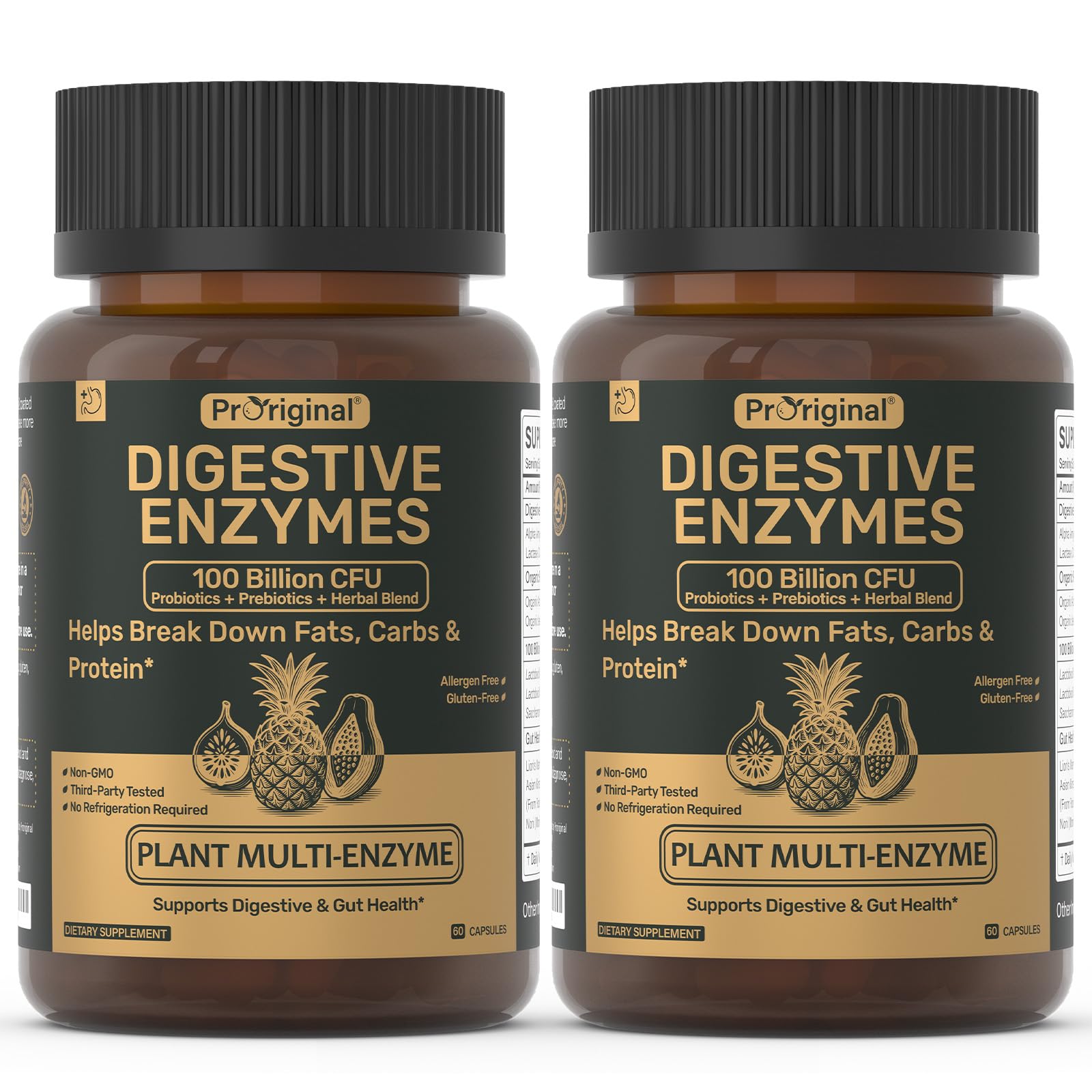 Proriginal Digestive Enzymes probiotic bottle for daily gut support and ease of use.