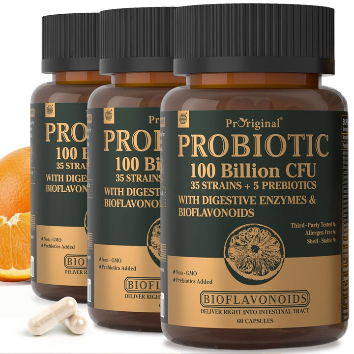 Proriginal Probiotics bottle with capsules for adults supporting gut balance