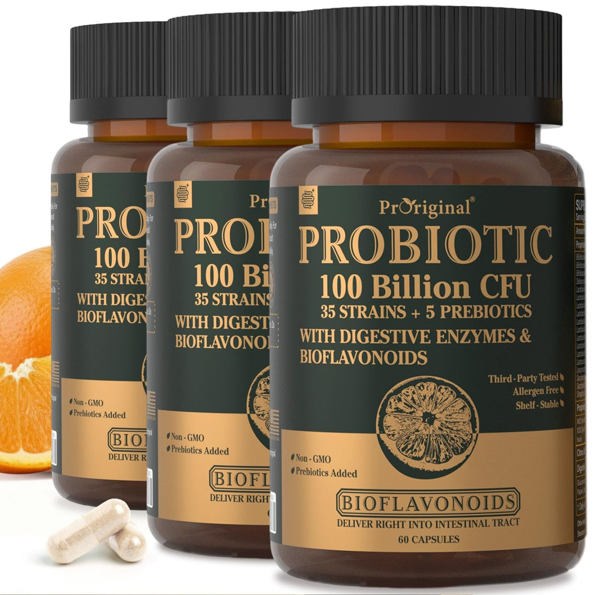Proriginal Probiotics bottle with capsules for adults supporting gut balance
